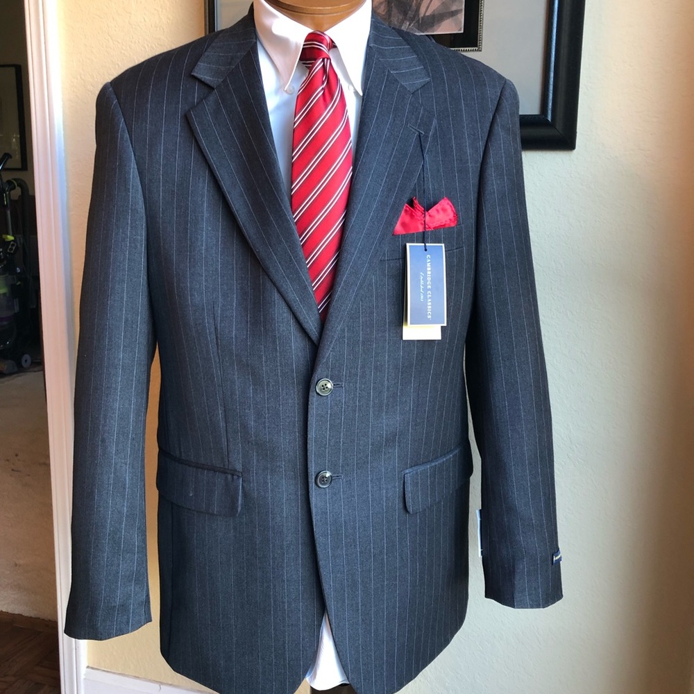NEW Cambridge Classics 2 Pc Charcoal Pinstripe 40R - Picture 5 of 16